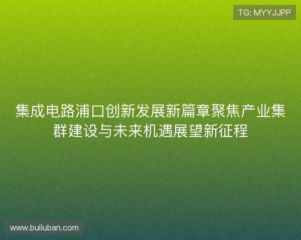 集成电路浦口创新发展新篇章聚焦产业集群建设与未来机遇展望新征程